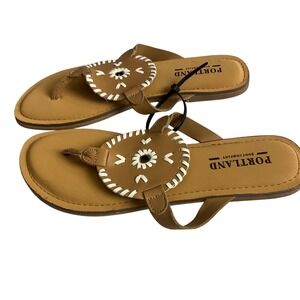 Portland Boot Company Tan Leather Thong Sandals Women's Size 8M